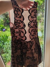 FEST-Kleid ASOS Bronze/Rosegold/Schwarz Semi-transparent SPITZE/ Mesh TÜLL GR40 