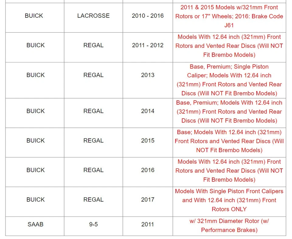 前盘转子 + 刹车片适用于 BUICK ALLURE 2.4L 升 3.0L 升 3.6L 升,SAAB 9-5 2.0L 2.8L 升 — 第 3/3 张图片