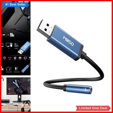 USB to 3.5mm Audio Jack Adapter Stereo TRRS Aux External Sound Card Blue Metal