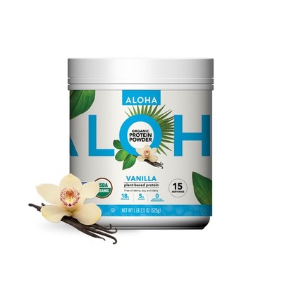 ALOHA Organic Plant-Based Protein Powder - NO-STEVIA Vanilla - Keto Friendly Veg