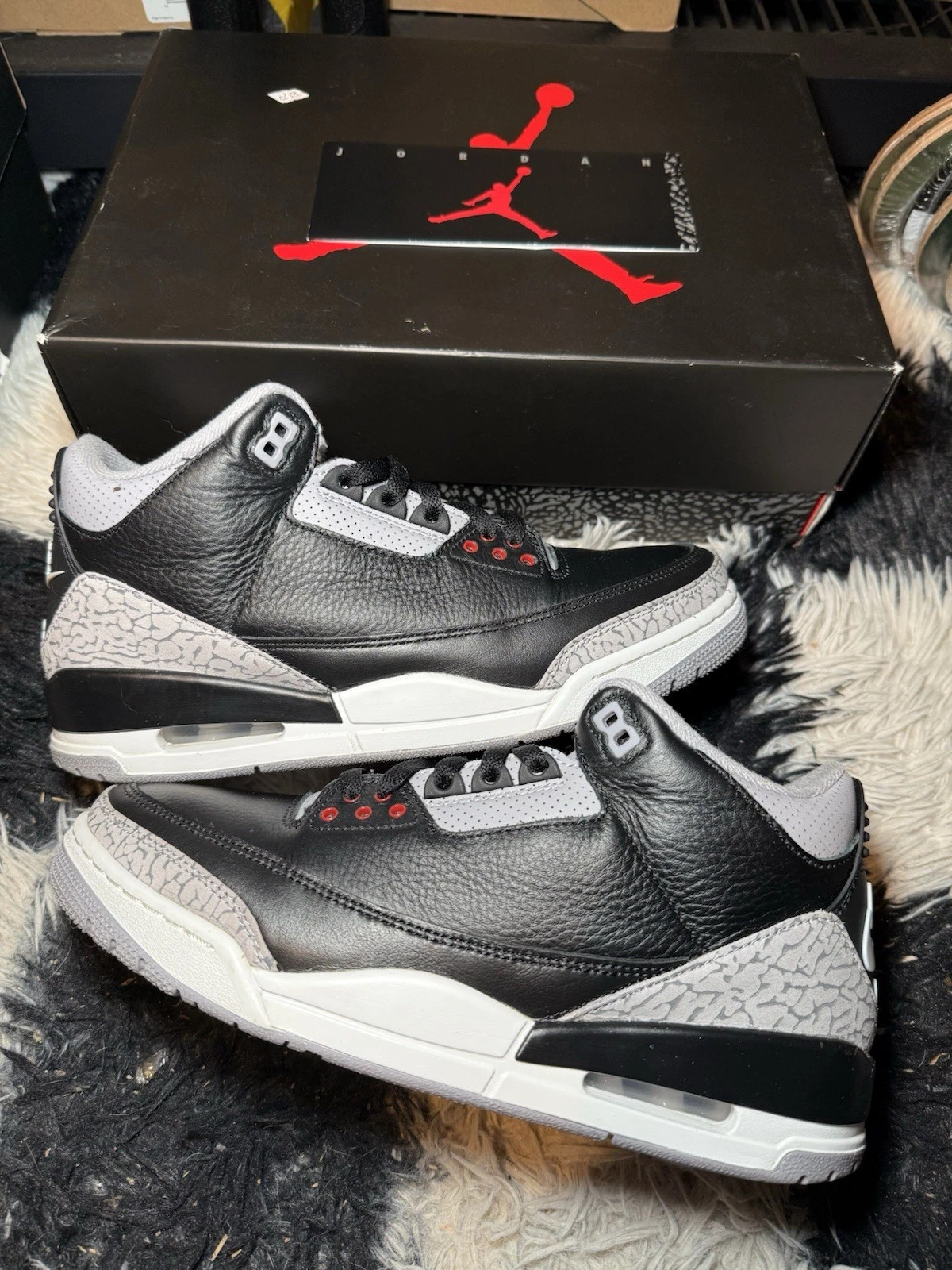 Taglia 9 Air Jordan 3 Retro OG 2024 Nero Cemento