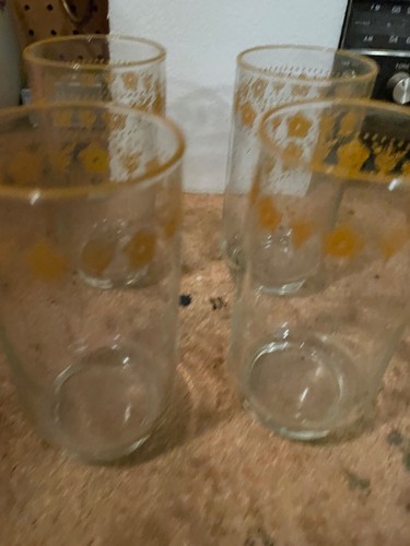 4 CORNING CORELLE BUTTERFLY GOLD 5 " Glassware Tumblers - Picture 3 of 4
