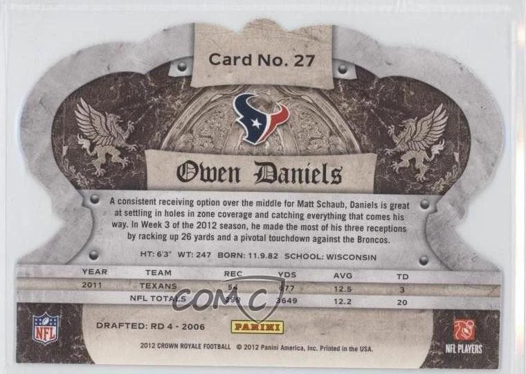 2012 Crown Royale Owen Daniels #27 - Image 2 of 2