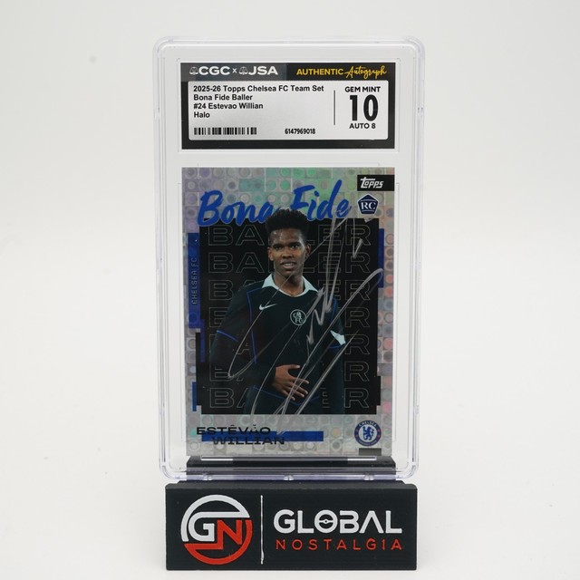 Estevao Willian #24 On Card Auto Rookie Topps Chelsea Set 2025 AUTO 8 CGC 10