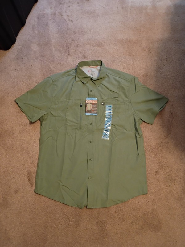 The American Outdoorsman Men's Blackfoot River Fishing Green Shirt Size Large 