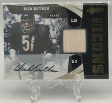 Dick Butkus 2011 Panini Absolute NFL Icons Game-Worn Patch Autograph /25! Bears