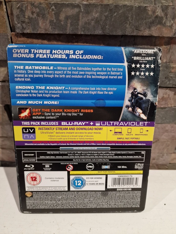 The Dark Knight Rises Blu-ray Steelbook Christopher Nolan Movie Special Features - Image 2 of 2