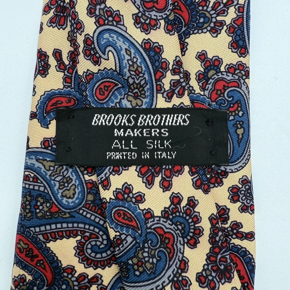 Corbata Brooks Brothers para hombre seda cachemira beige azul rojo hecha en Italia Foto 3 de 4