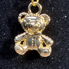 Artisan 17 Inch Gold Tone Dainty Chain Necklace With Teddy Bear Pendant