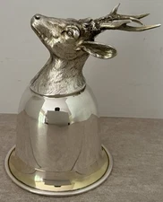 GORGEOUS GERMAN LATE 19TH CENTURY DEER STAG HEAD .835 FINE STERLING STIRRUP CUP