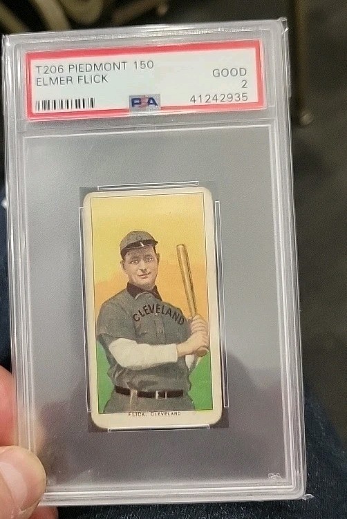 1909-11 T206 - Elmer Flick Piedmont  No. 150 Back (RC) HOF PSA 2
