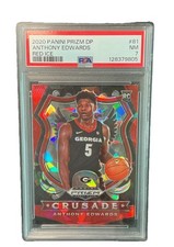 2020-21 Panini Prizm Draft Picks Crusade UGA Anthony Edwards #81 Red Ice PSA 7 