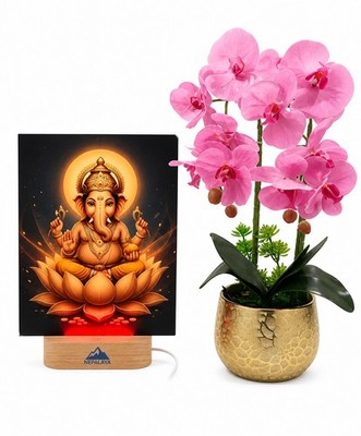 Gord Ganesh 3D Led Multi Color Light With Wood Base