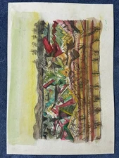 joan miro drawing and painting on old paper signed stamped vintage