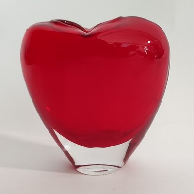 Murano Glas Herzvase Salviati Sommerso Rot Maria Christina Hamel Vintage