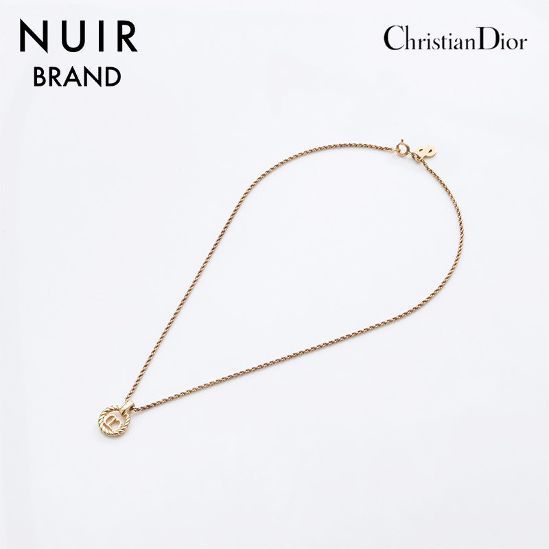 Christian Dior CD Logo Round Gold Necklace
