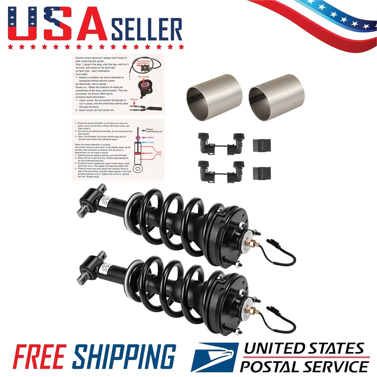 Pair Front Shock Struts Assys - For 2015-2019 Chevrolet Suburban 84977478 New