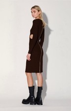 Walter Baker | krystal chocolate ribbed dress with zipper