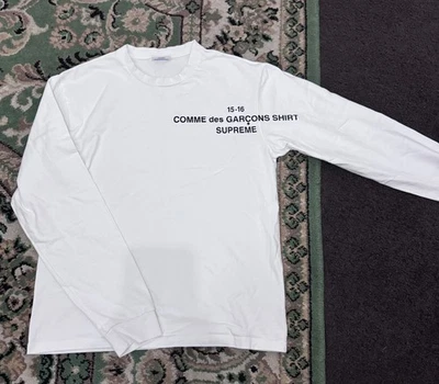 Supreme Comme Des Garcons CDG Long Sleeve T-shirt Tee White SIZE XL MENS - Photo 1/3