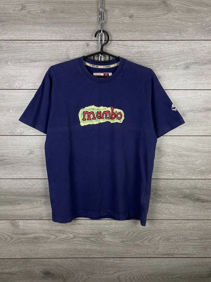 Camiseta Para Hombre Vintage Mambo Big Logo Y2K Streetwear Camiseta Azul Talla M Foto 2 de 4