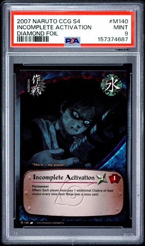 2007 NARUTO CCG SERIES 4 INCOMPLETE ACTIVATION DIAMOND FOIL #M140 PSA 9 POP 1