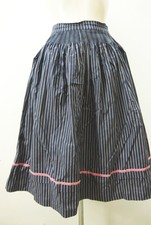 Alphorn traditional skirt smocked with striped pattern and trim waist skirt blue size 32