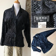BABU Paris faux snake skin black single breasted jacket, made in France