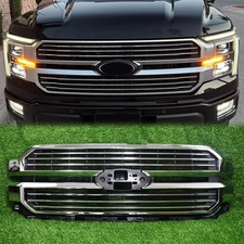 For 2024-2025 Ford F150 F-150 Platinum King Ranch Front Bumper Grille Chrome