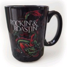 Joey Kramer Rockin Roastin Coffee Mug Aerosmith Drummer Black Dragon Rare 12oz