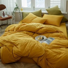 VM VOUGEMARKET Jersey Knit Cotton Bedding Duvet Cover Queen,Yellow T-Shirt Co...