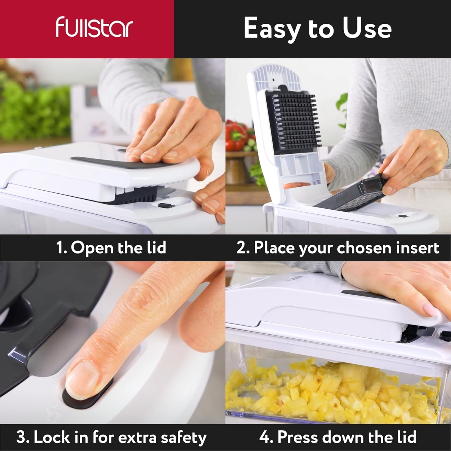 Fullstar Vegetable Chopper and Spiralizer - Food with 4 in 1, White 