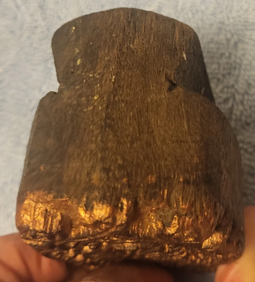 Antique Ornate Hand Carved Wooden Fabric Stamp Block with a Intricate Design - Image 4 of 4