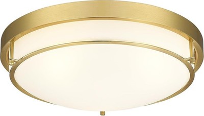 Cargifak 16'' Flush Mount Ceiling Light   3-Light Polished Gold Fixture with Fros