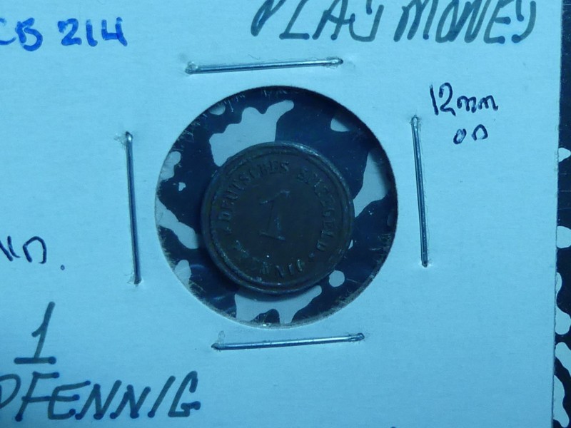 CB214: GERMAN Empire 1 Pf Play Money, 12 mm od