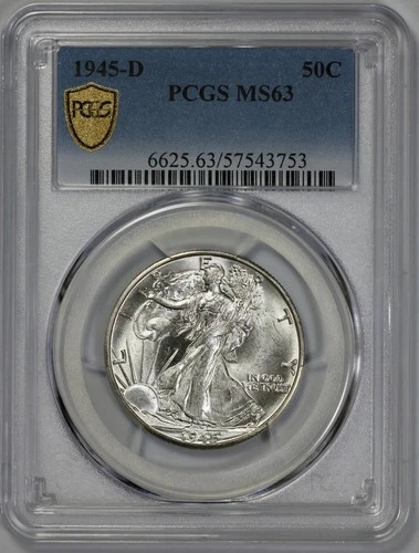 1945-D Walking Liberty 50c Silver Half Dollar PCGS MS 63