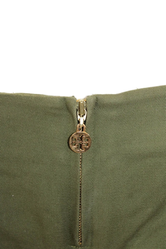 Tory Burch Womens Cotton Zippered Low-Rise Bootcut Pants Green Size 4 - Image 4 of 4