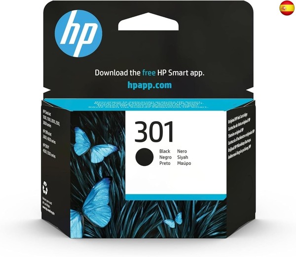 HP 301 CH561EE, Negro, Cartucho de Tinta Original, Compatible con Impresoras de