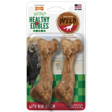 Healthy Edibles WILD Natural Long-Lasting Bison Flavor Bone Chew Treats for D...