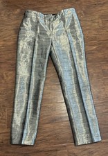 Alexander McQueen MCQ Metallic Jacquard Trousers Tailored Pants ITAL 40 US 4 SM