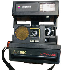 Vtg Polaroid Sun Land Camera 660 Autofocus Instant With Strap Black Un-Tested