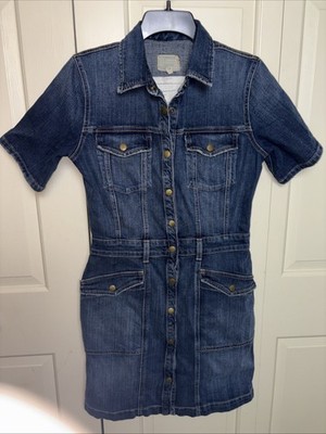 Current/Elliott  The New Trucker Shirt Dress  Retro Jean Moto Dress Size 2 Med