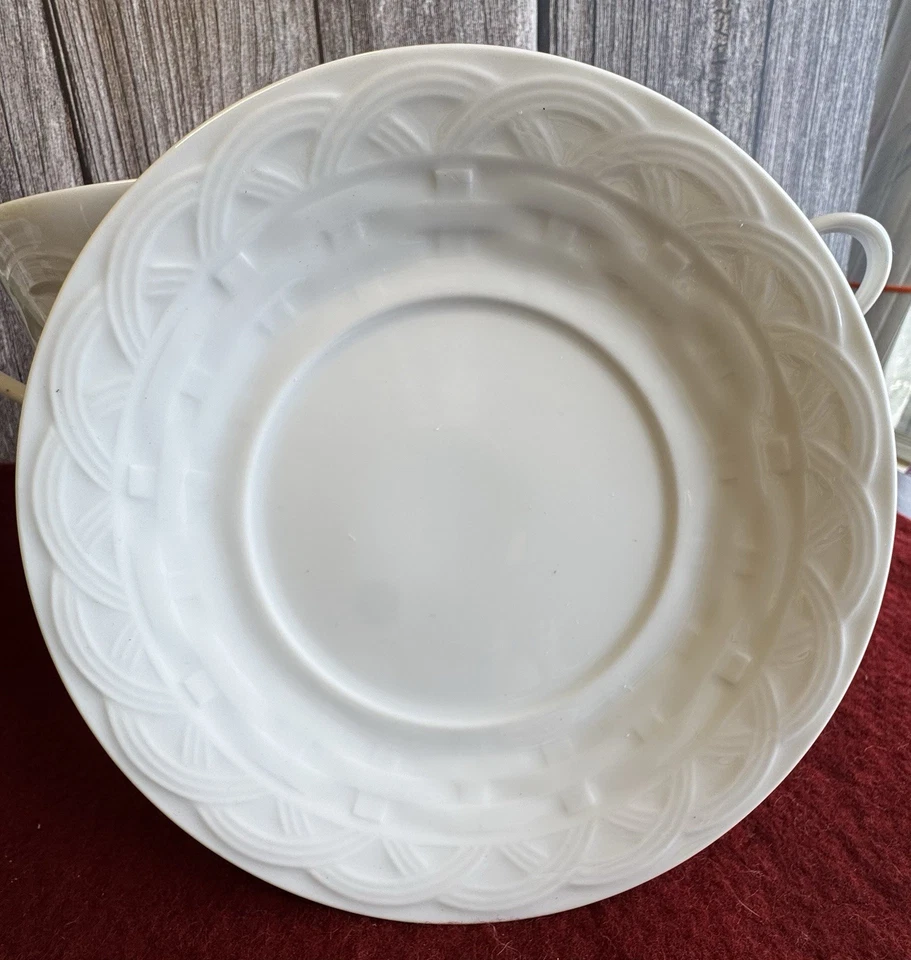 Juego de platillos de taza de té plana blanca Studio Nova French Basket M2075 Japón vintage 1987 Foto 3 de 4