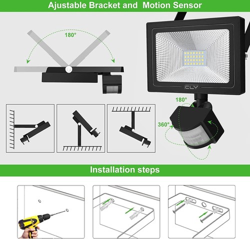 CLY 25W Security Lights Outdoor Motion Sensor, 2100 Lumen IP66 Waterproof... - Picture 8 of 9