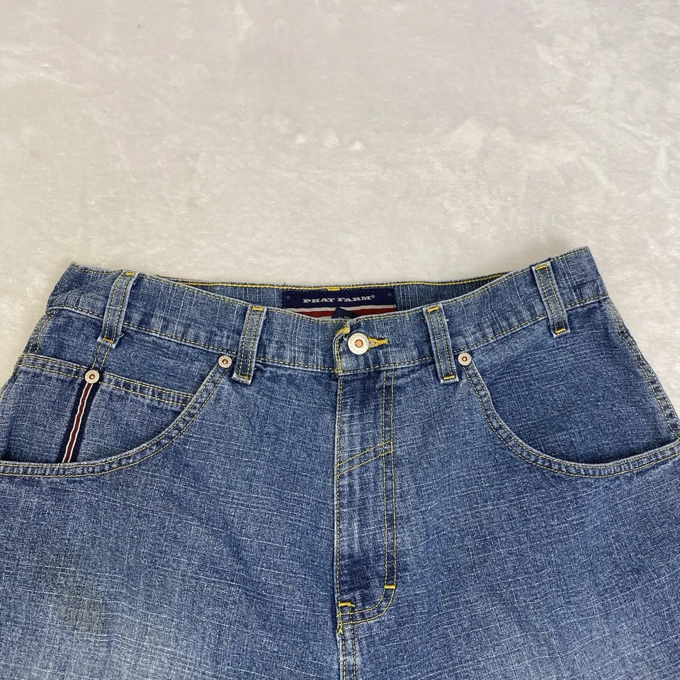 Phat Farm Denim Jean Shorts 34 Baggy Carpenter Y2K Hip Hop Streetwear - Image 2 of 4