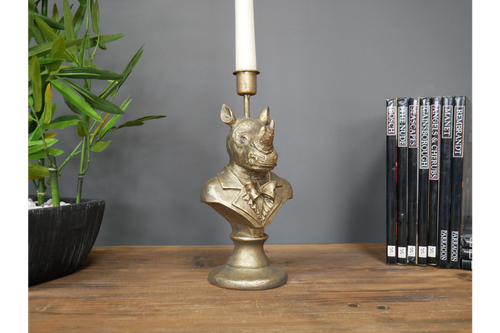 Vintage Style Candlestick Holder Rhino Giraffe Elephant Retro Candle Holder - Picture 4 of 7