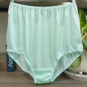 Vintage Slippery Nylon Panty Double Gusset Silky Green Brief Sz. 9-10 Hip 40-50"