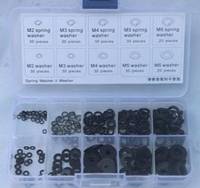 Schwarzoxid M2 bis M6 Federscheibe und Unterlegscheibe Sortiment Kit mit Kunststoffbox