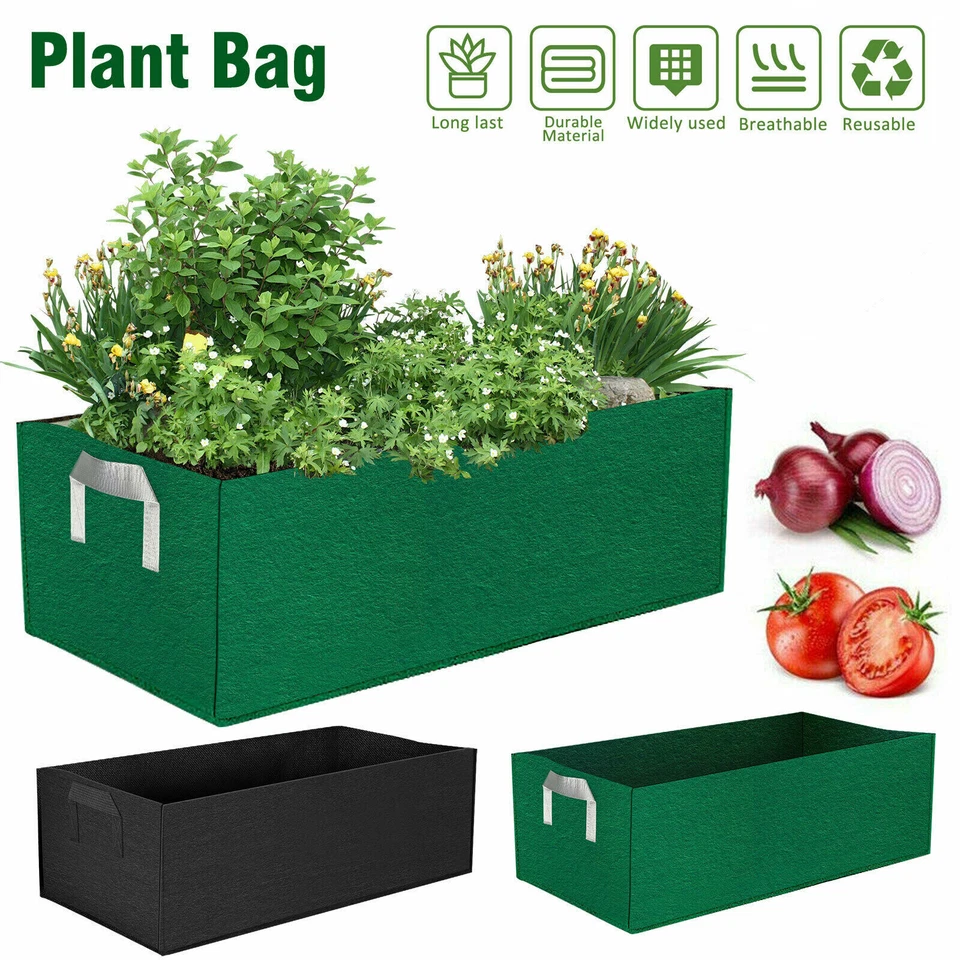24x12x8in Planting Grow Bag Fabric Raised Flower Bed Garden Vegetable Planter US - Image 2 of 4