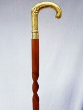 Antique Brass Handmade Handle Wooden Walking Victorian Brown Stick Cane New Gift