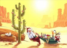 Santa Delivers Toys in the Desert  DR Laird Funny LPG Greetings Christmas Card